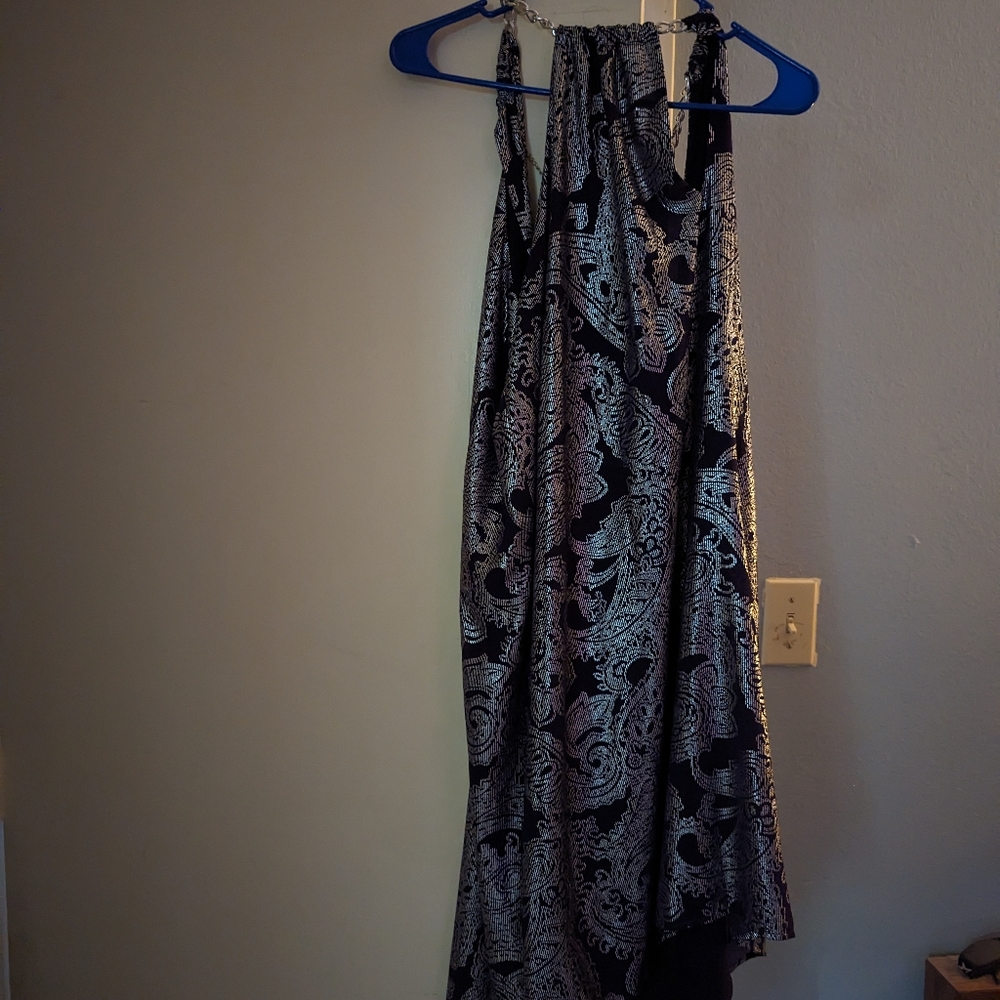 Michael Kors purple urple and silver handkerchief dress